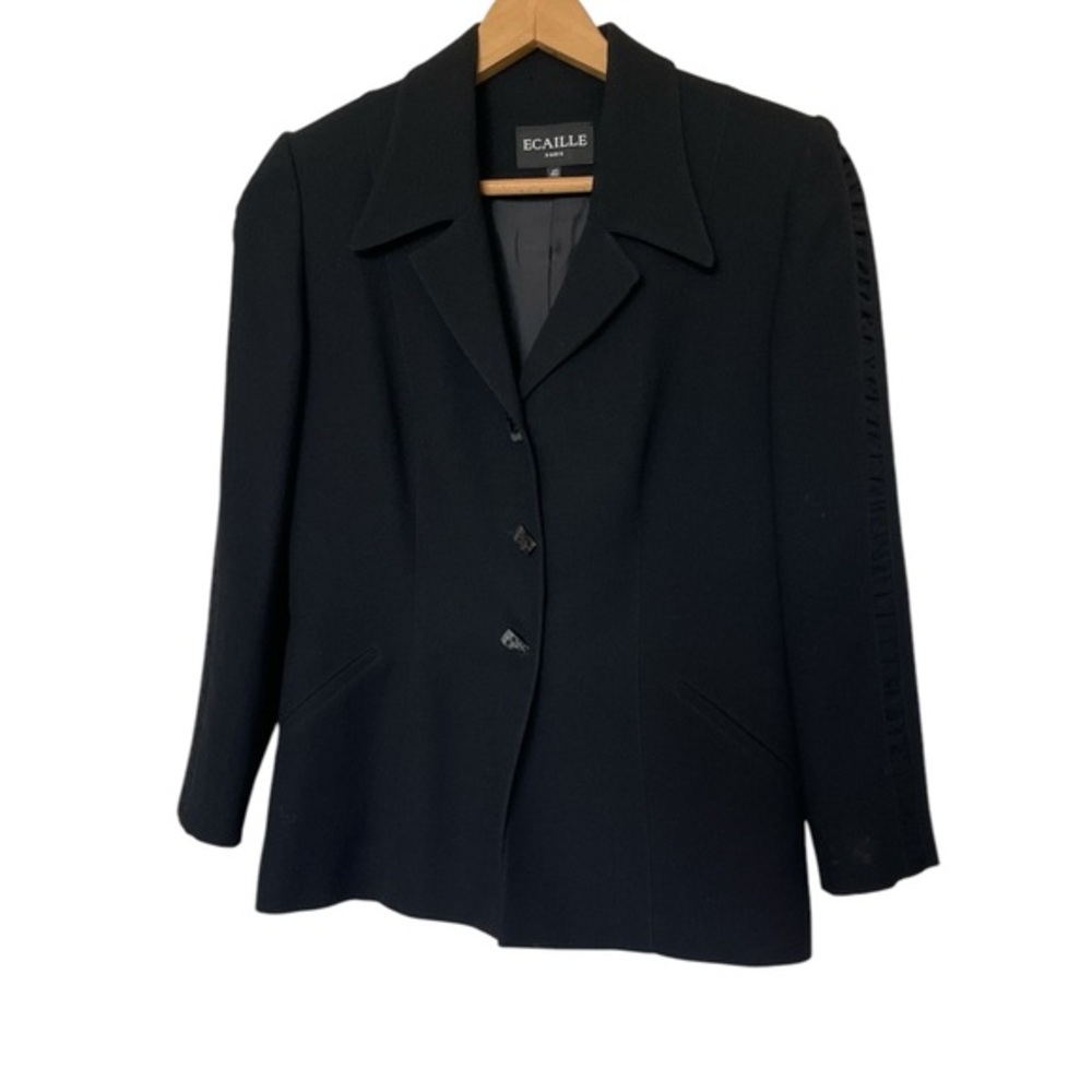 Ecaille‎ Paris Black Wool Blazer Size 8 EUC